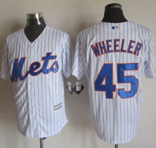Mets #45 Zack Wheeler White(Blue Strip) New Cool Base Stitched MLB Jersey - Click Image to Close